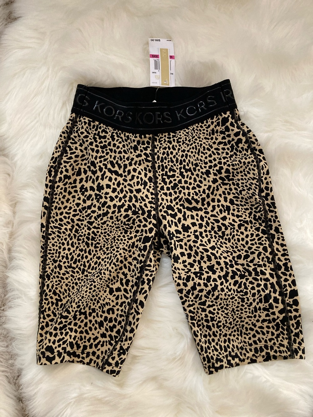 Michael Kors Leopard-Print Biker Shorts - Black & Tan